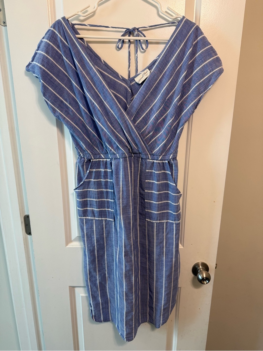 Universal Thread Striped Blue Tie-Back Cotton Dress